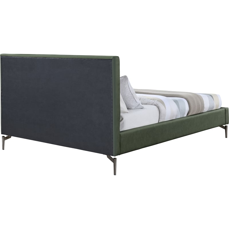 Bowery Hill Contemporary Deep Channel Tufted Soft Green Vegan Leather King Bed