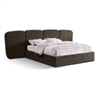 Bowery Hill Contemporary Brown Boucle Durable Fabric Queen Bed