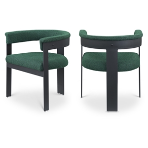Bowery Hill Contemporary Green Boucle Fabric Dining Chair (Set of 2)