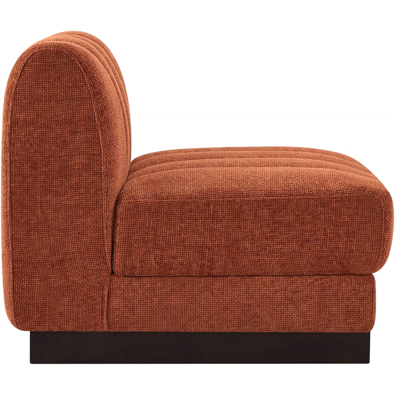 Bowery Hill Contemporary Cognac Chenille Fabric Armless Chair