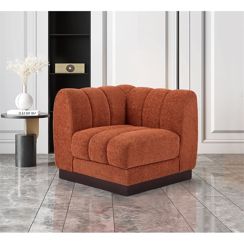 Bowery Hill Contemporary Cognac Chenille Fabric Corner Chair