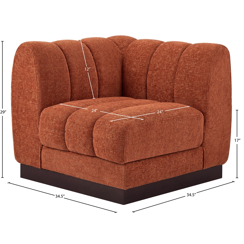 Bowery Hill Contemporary Cognac Chenille Fabric Corner Chair