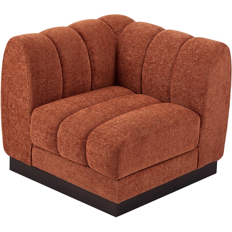 Bowery Hill Contemporary Cognac Chenille Fabric Corner Chair