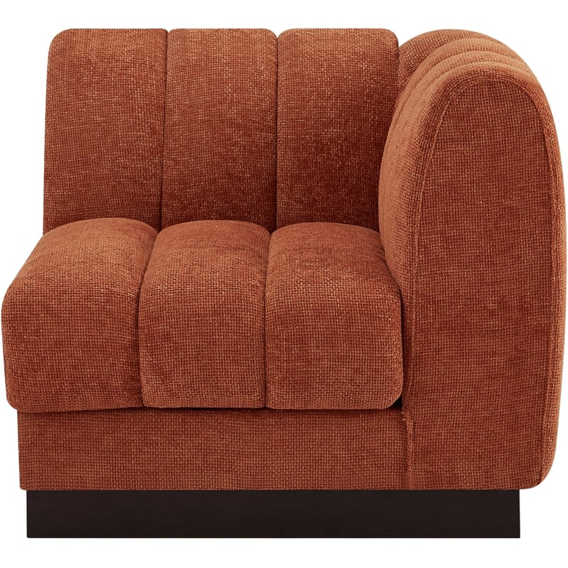 Bowery Hill Contemporary Cognac Chenille Fabric Corner Chair