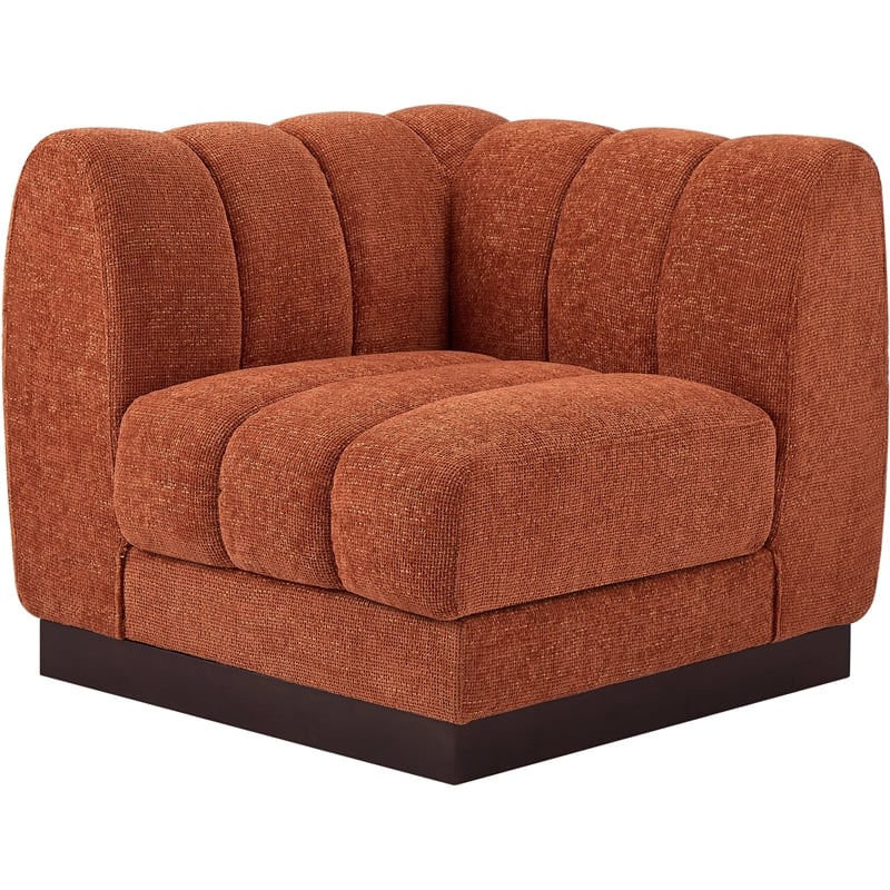 Bowery Hill Contemporary Cognac Chenille Fabric Corner Chair