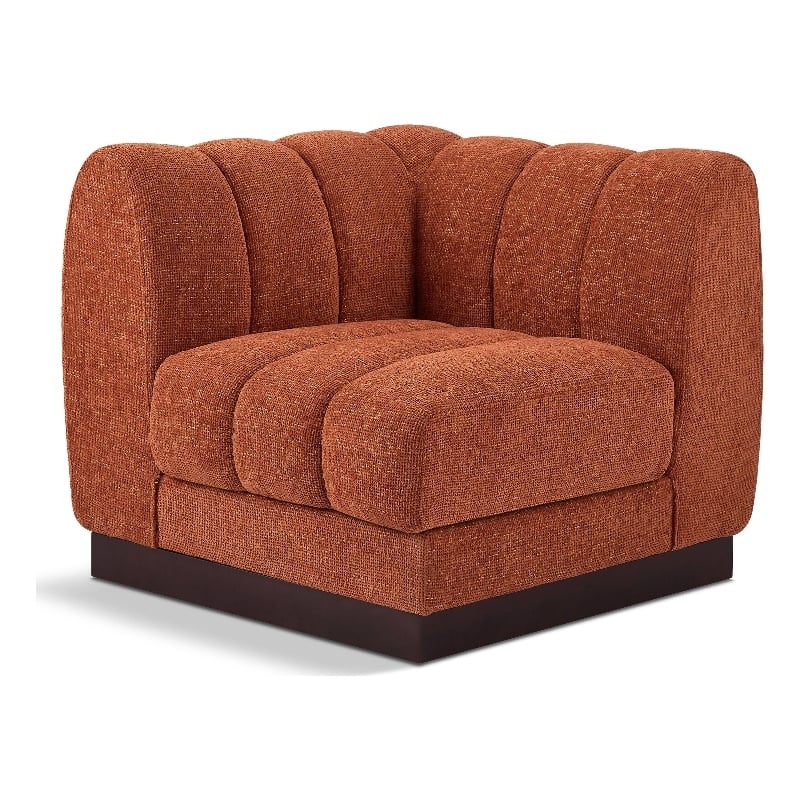 Bowery Hill Contemporary Cognac Chenille Fabric Corner Chair