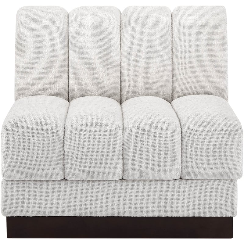 Bowery Hill Contemporary Cream Chenille Fabric Armless Chair
