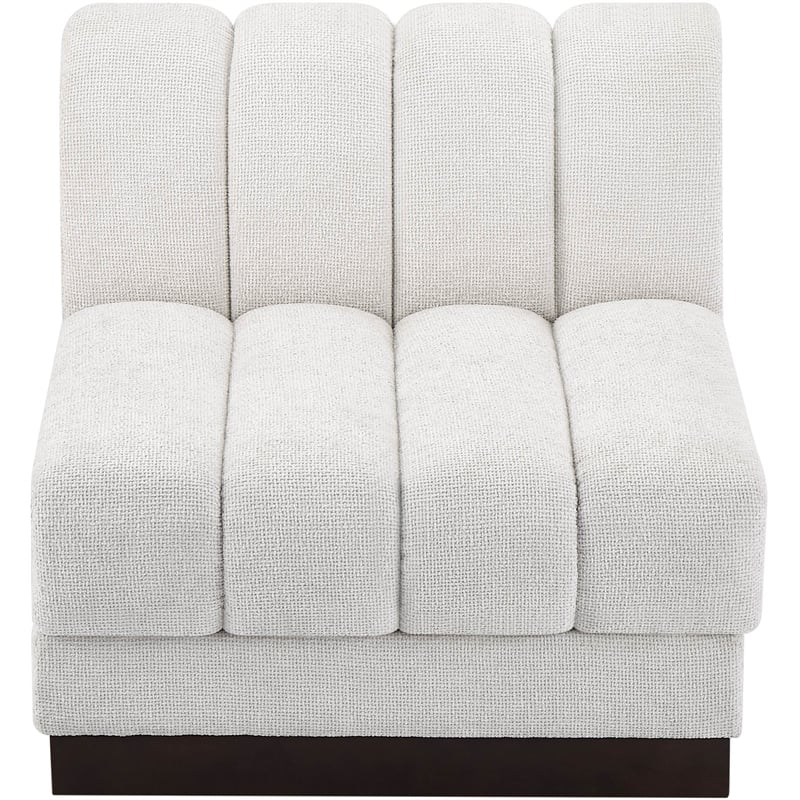 Bowery Hill Contemporary Cream Chenille Fabric Armless Chair