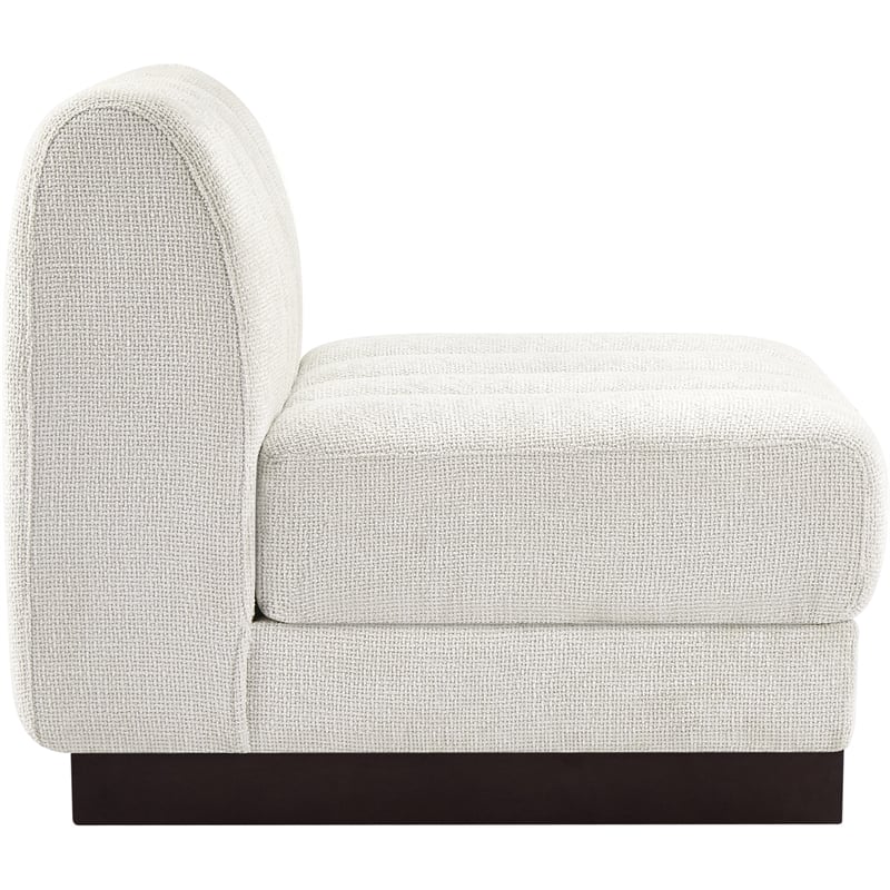 Bowery Hill Contemporary Cream Chenille Fabric Armless Chair