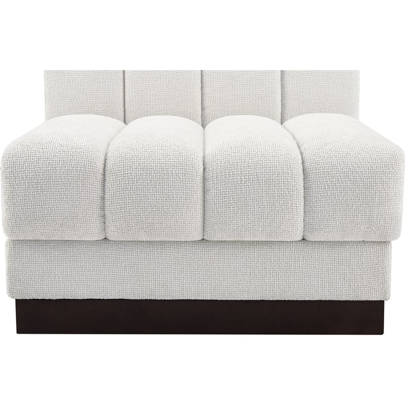 Bowery Hill Contemporary Cream Chenille Fabric Armless Chair