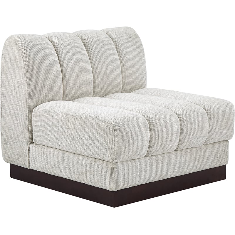 Bowery Hill Contemporary Cream Chenille Fabric Armless Chair