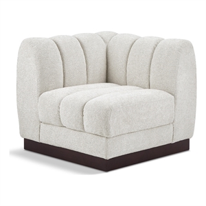 Bowery Hill Contemporary Soft Cream Chenille Fabric Corner Chair