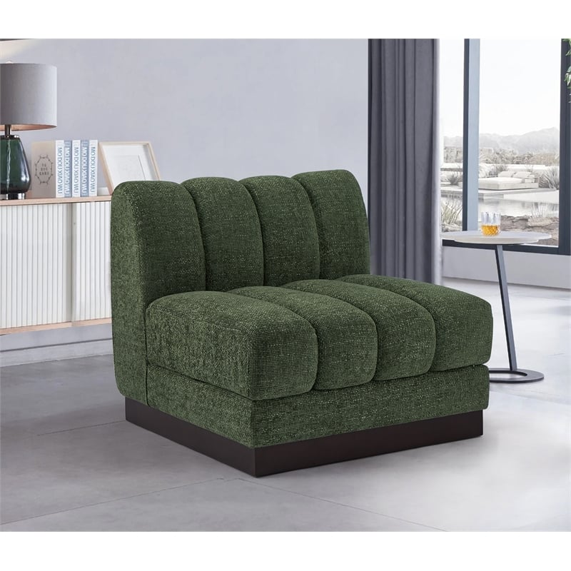 Bowery Hill Contemporary Green Chenille Fabric Armless Chair