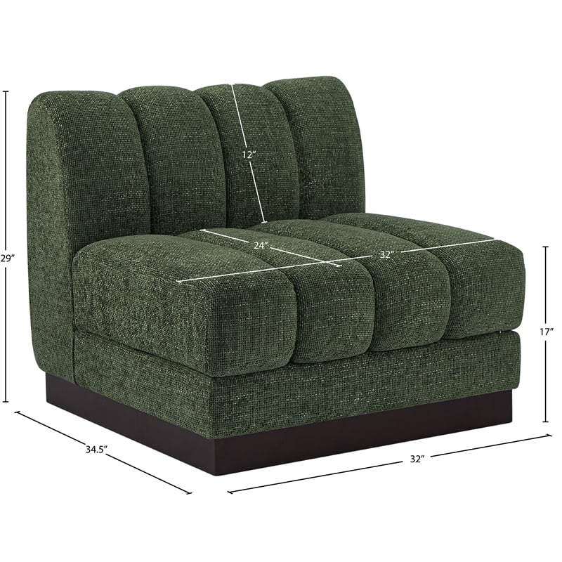 Bowery Hill Contemporary Green Chenille Fabric Armless Chair