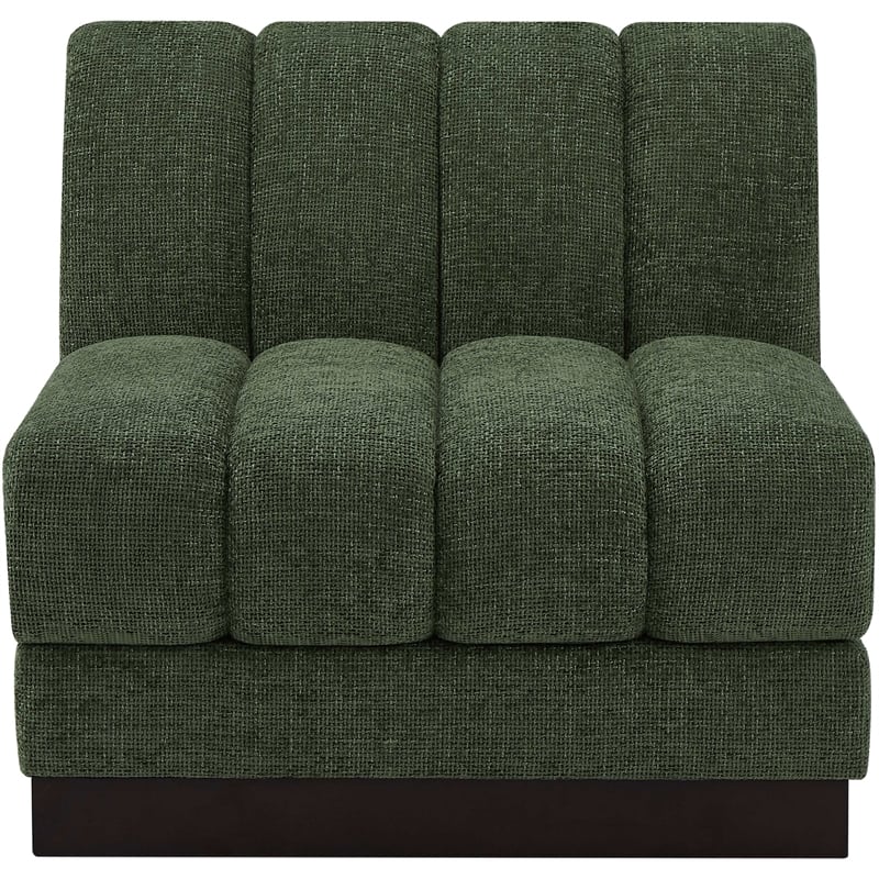 Bowery Hill Contemporary Green Chenille Fabric Armless Chair