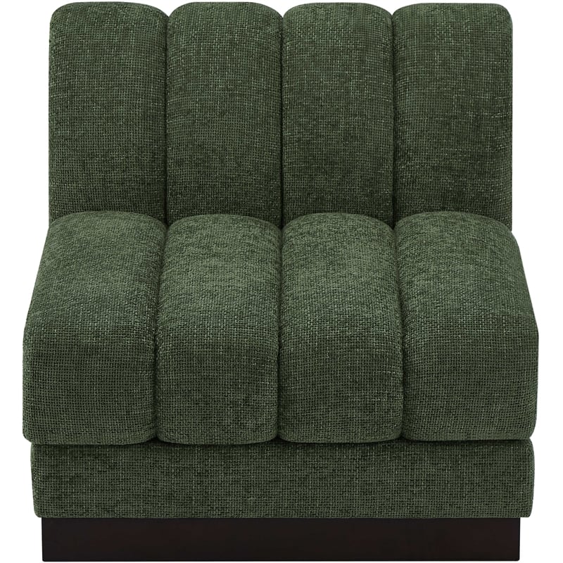 Bowery Hill Contemporary Green Chenille Fabric Armless Chair