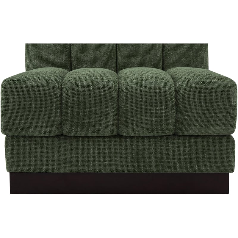 Bowery Hill Contemporary Green Chenille Fabric Armless Chair