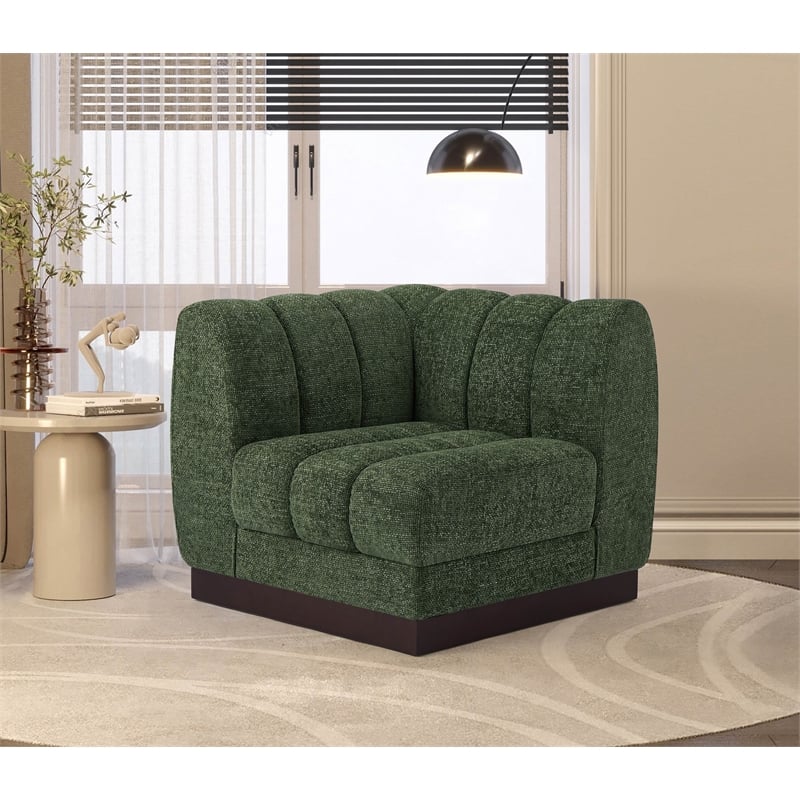 Bowery Hill Contemporary Soft Green Chenille Fabric Corner Chair
