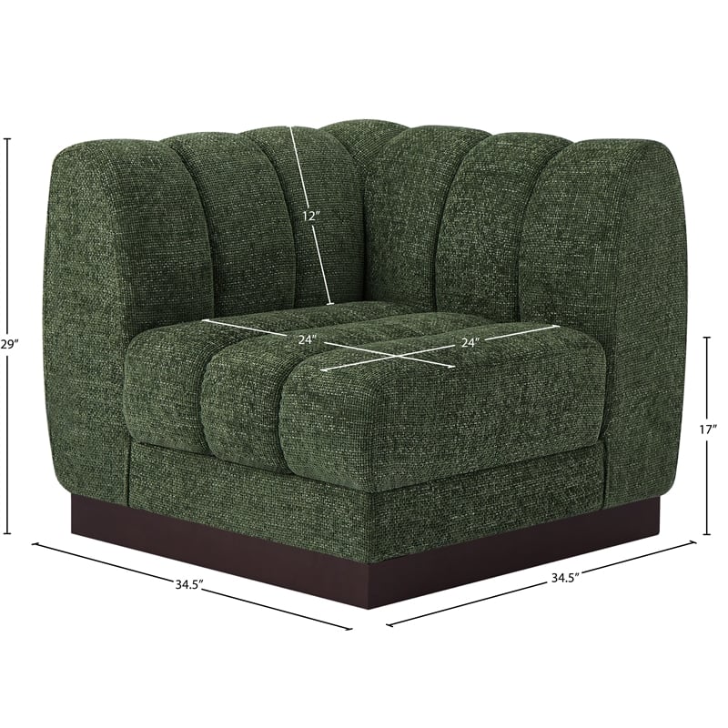 Bowery Hill Contemporary Soft Green Chenille Fabric Corner Chair