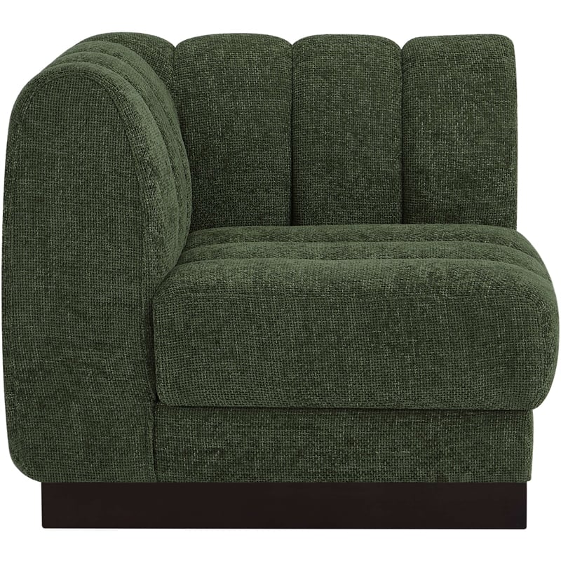 Bowery Hill Contemporary Soft Green Chenille Fabric Corner Chair