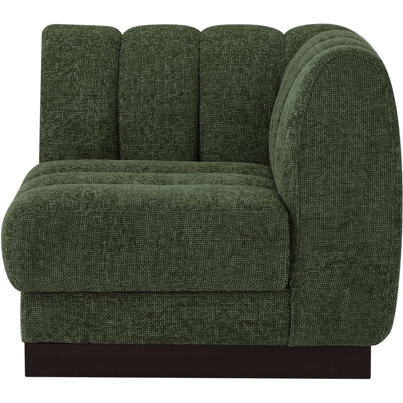 Bowery Hill Contemporary Soft Green Chenille Fabric Corner Chair