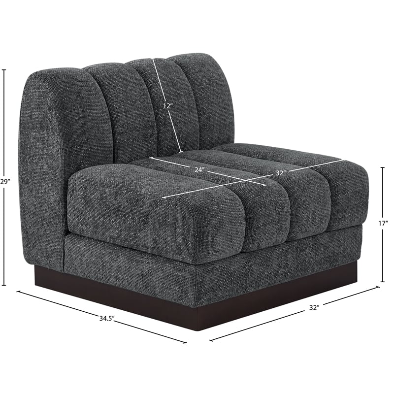 Bowery Hill Contemporary Soft Grey Chenille Fabric Armless Chair