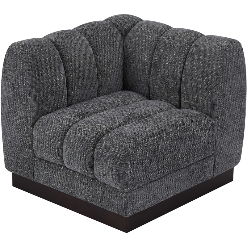 Bowery Hill Contemporary Soft Grey Chenille Fabric Corner Chair