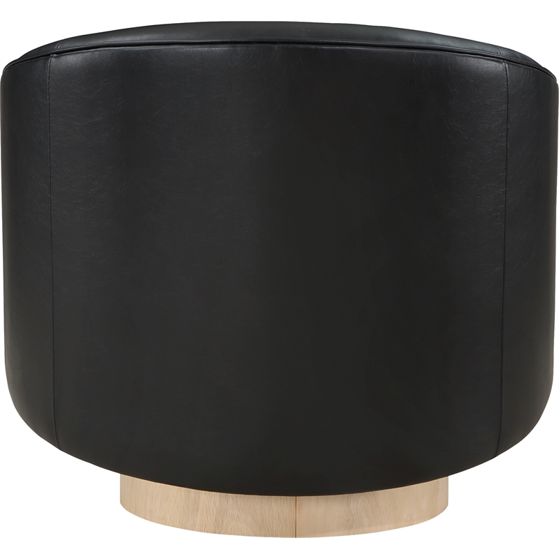 Bowery Hill Contemporary Black Vegan Leather Swivel Accent Chair