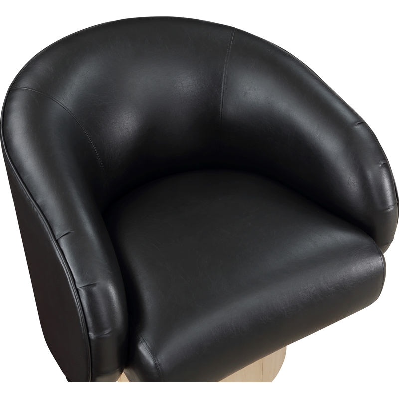 Bowery Hill Contemporary Black Vegan Leather Swivel Accent Chair