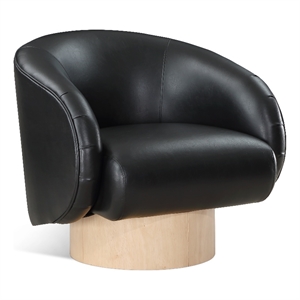 Bowery Hill Contemporary Black Vegan Leather Swivel Accent Chair