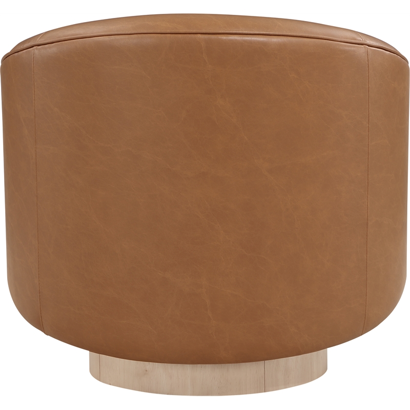 Bowery Hill Contemporary Cognac Vegan Leather Swivel Accent Chair