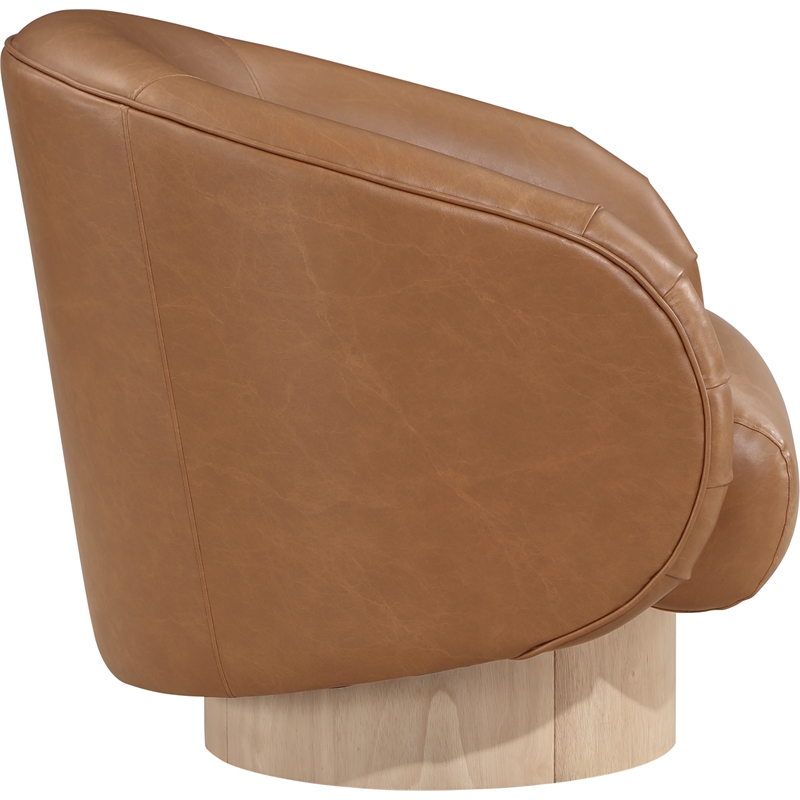 Bowery Hill Contemporary Cognac Vegan Leather Swivel Accent Chair