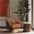Bowery Hill Contemporary Cognac Vegan Leather Swivel Accent Chair