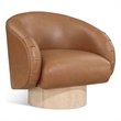 Bowery Hill Contemporary Cognac Vegan Leather Swivel Accent Chair