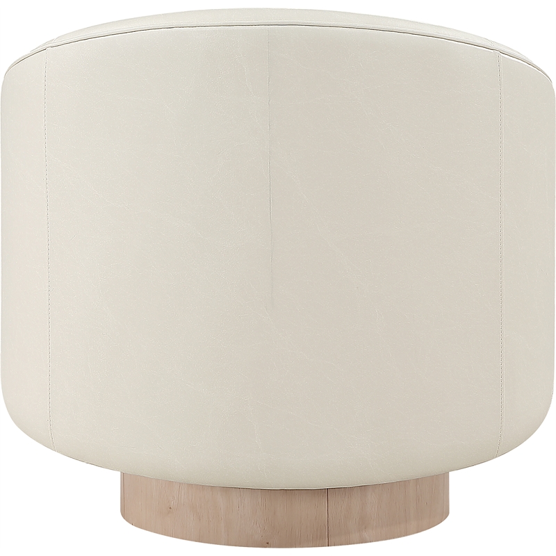 Bowery Hill Contemporary Cream Vegan Leather Swivel Accent Chair