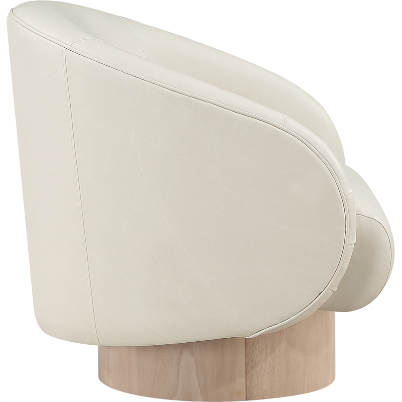 Bowery Hill Contemporary Cream Vegan Leather Swivel Accent Chair