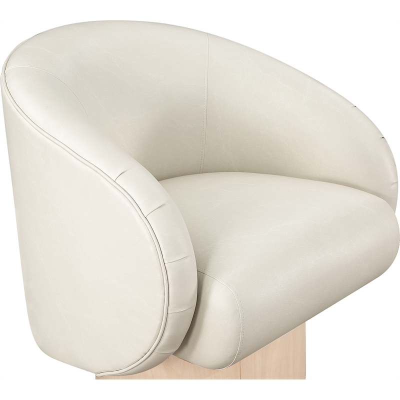 Bowery Hill Contemporary Cream Vegan Leather Swivel Accent Chair