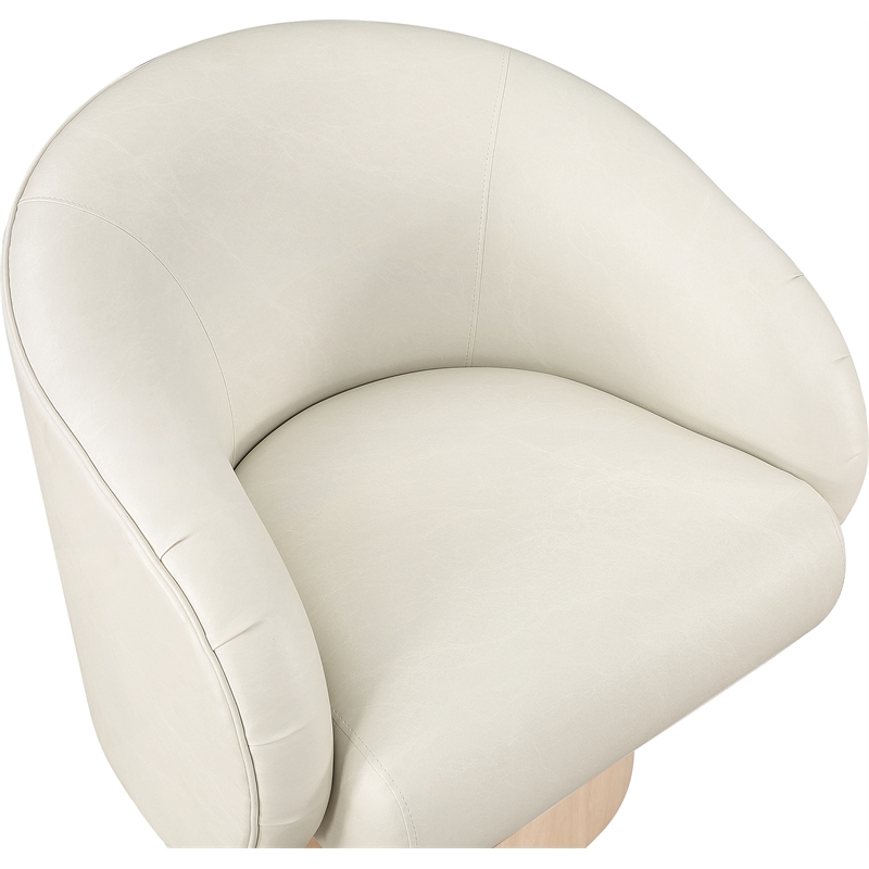 Bowery Hill Contemporary Cream Vegan Leather Swivel Accent Chair