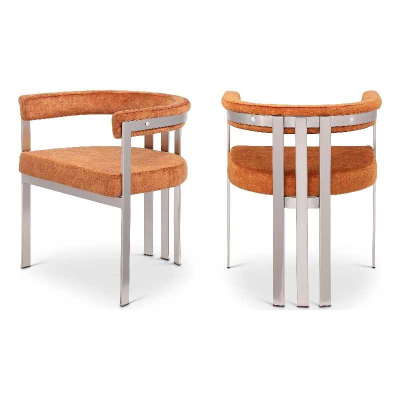 Bowery Hill Contemporary Cognac Velvet Dining Chair (Set of 2)