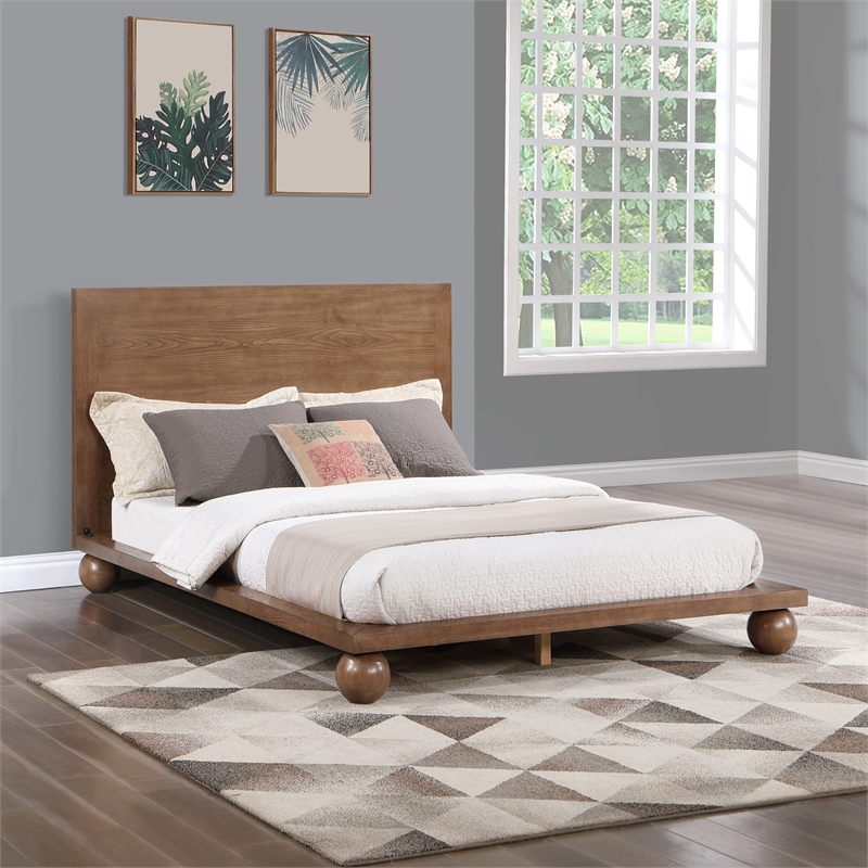 Bowery Hill Modern / Contemporary Solid Ash Wood Walnut King Bed