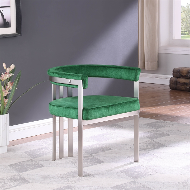 Bowery Hill Contemporary Green Velvet Dining Chair (Set of 2)