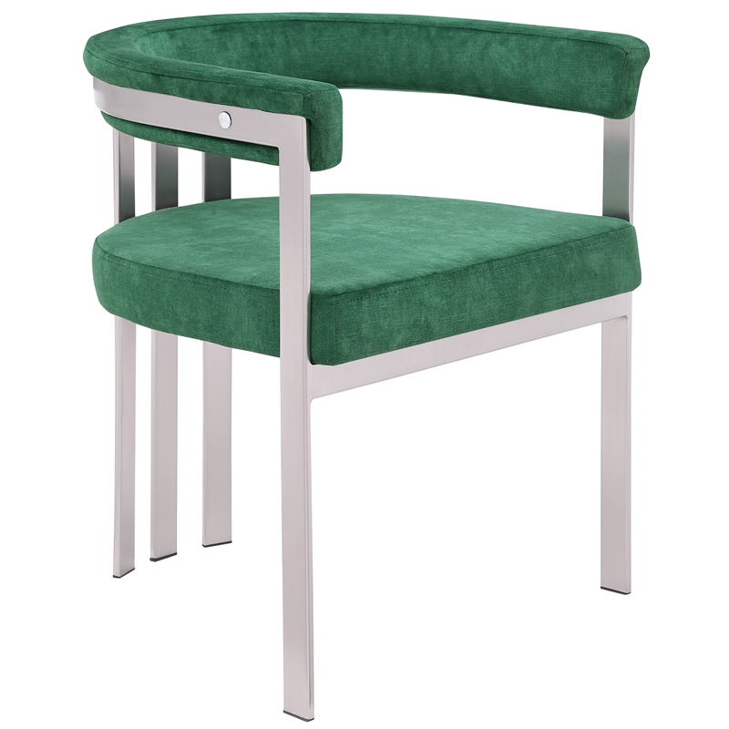 Bowery Hill Contemporary Green Velvet Dining Chair (Set of 2)