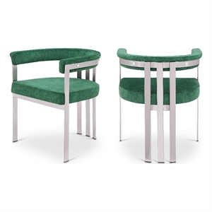 Bowery Hill Contemporary Green Velvet Dining Chair (Set of 2)