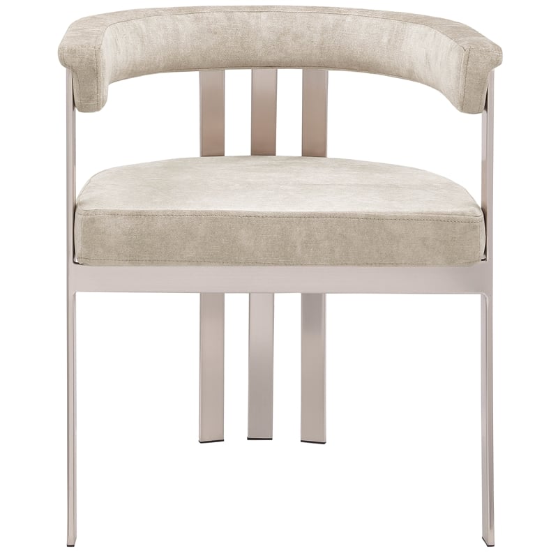 Bowery Hill Contemporary Beige Velvet Dining Chair (Set of 2)
