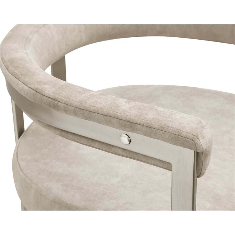 Bowery Hill Contemporary Beige Velvet Dining Chair (Set of 2)