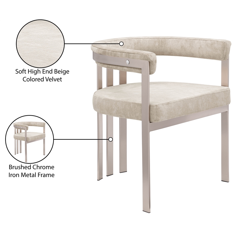 Bowery Hill Contemporary Beige Velvet Dining Chair (Set of 2)