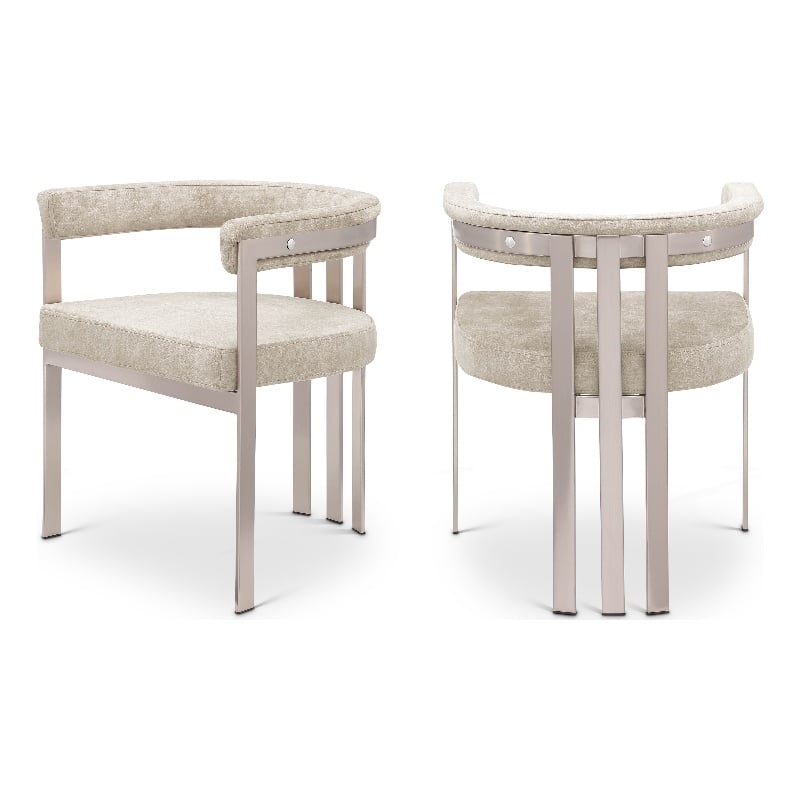 Bowery Hill Contemporary Beige Velvet Dining Chair (Set of 2)