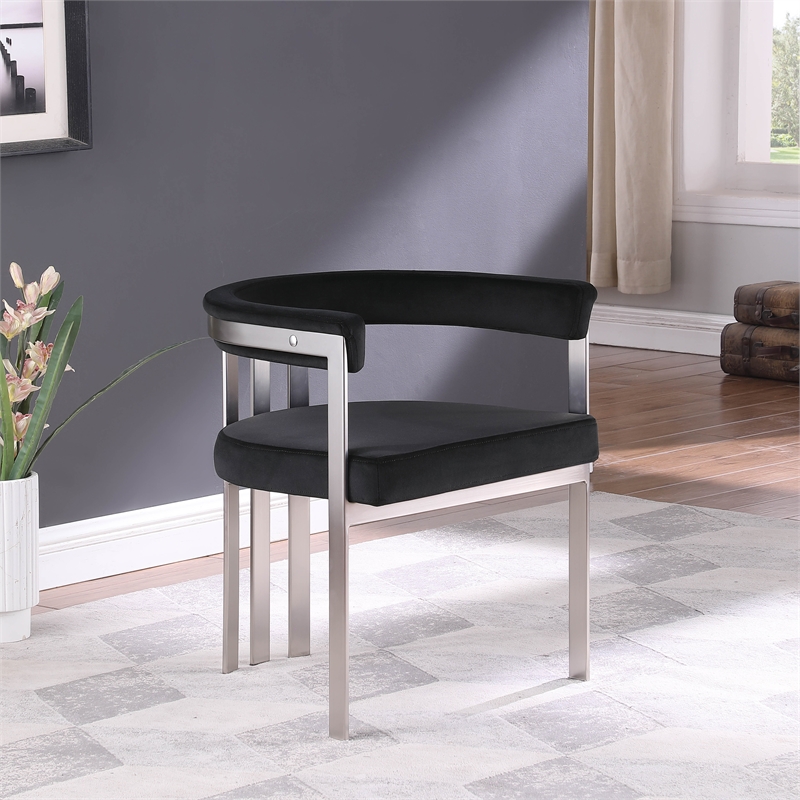 Bowery Hill Contemporary Black Velvet Dining Chair (Set of 2)