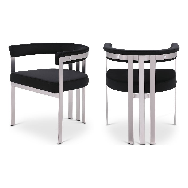 Bowery Hill Contemporary Black Velvet Dining Chair (Set of 2)