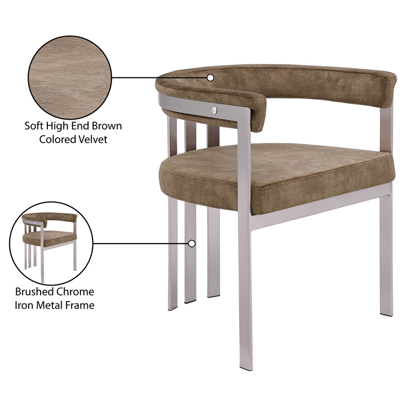 Bowery Hill Contemporary Brown Velvet Dining Chair (Set of 2)